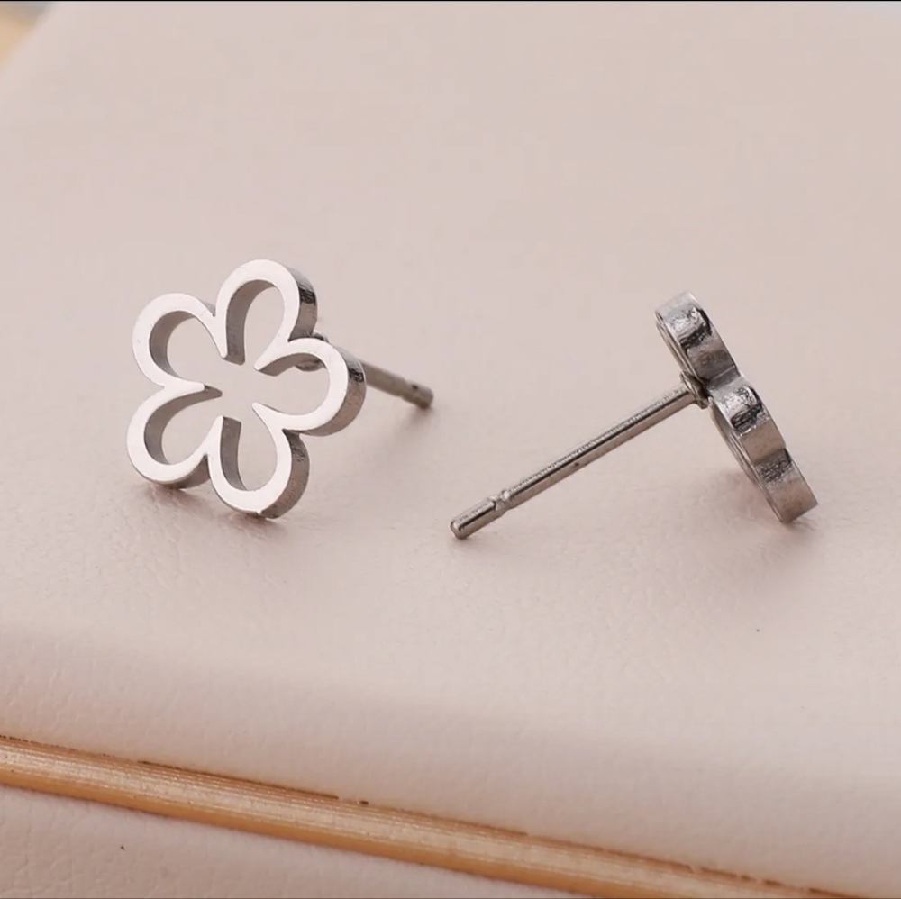 4 for $24 | Flower Stainless Steel Stud Earrings - Picture 3 of 4